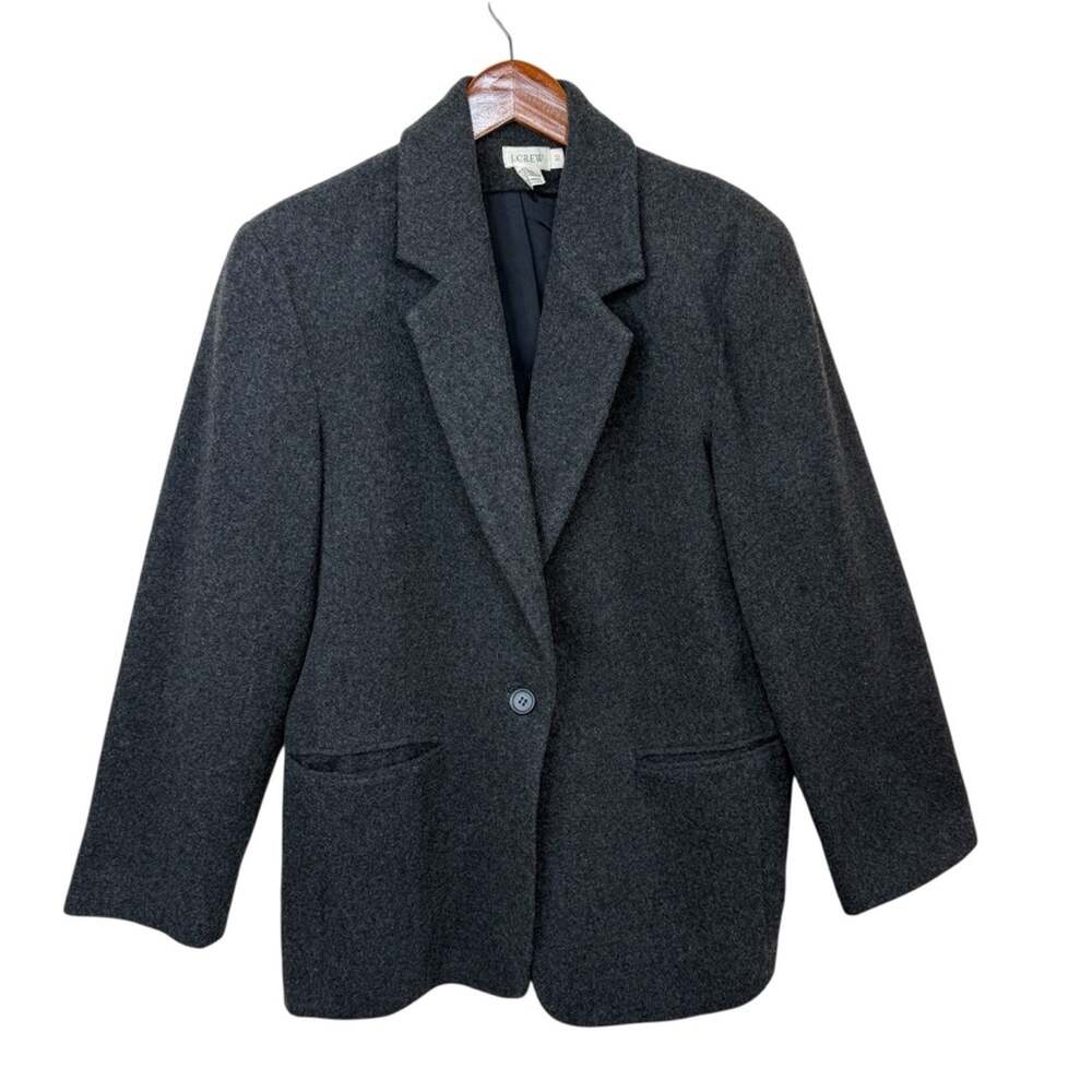 J.CREW Wool Cashmere One Button Jacket Blazer Womens 10 Lined Gray Cottagecore